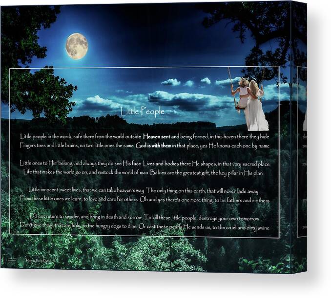 Poem Canvas Print featuring the digital art His Little Ones by Norman Brule
