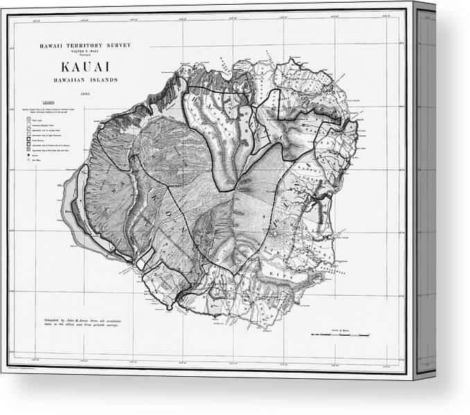 Historical Pictorial Map Hawaiian Island of Kauai Vintage Wall Art Poster Print 
