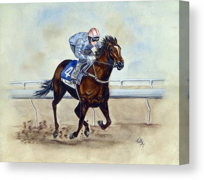 Horse Racing Canvas Print featuring the painting Horserace by Kelly Mills