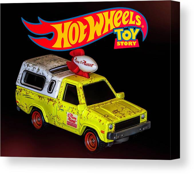 Hot Wheels Canvas Print featuring the photograph Hot Wheels Pizza Planet Truck by James Sage