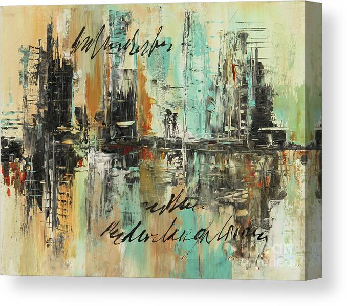 Cityscape Canvas Print featuring the painting Hustle Bustle by Zan Savage
