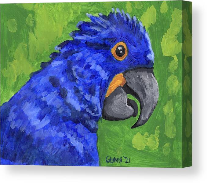 Hyacinth Macaw Canvas Print featuring the painting Hyacinth Macaw by Katrina Gunn