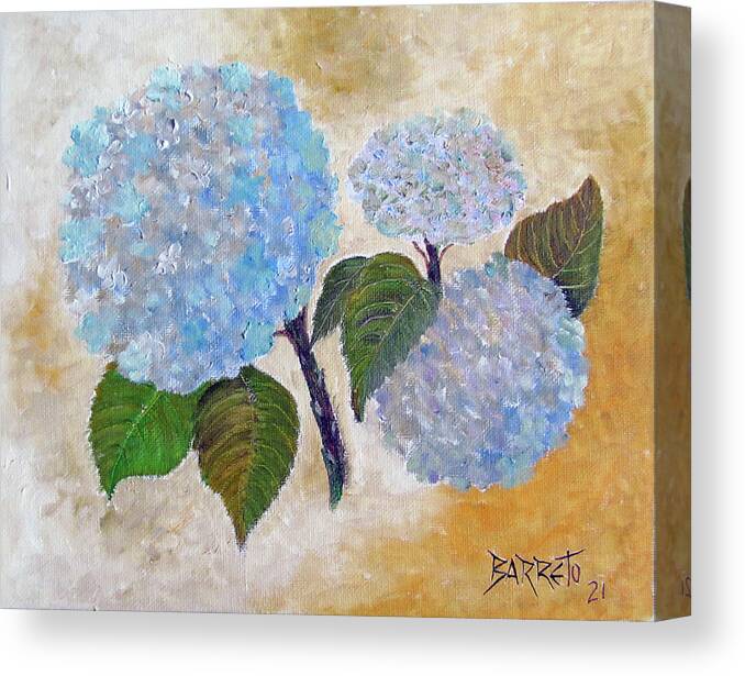 Flower Canvas Print featuring the painting Hydregenea Flowers by Gloria E Barreto-Rodriguez