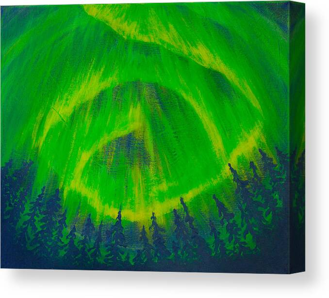 Aurora Canvas Print featuring the painting Icelandic Nights by Iryna Goodall