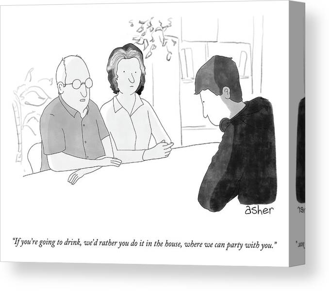 If You're Going To Drink Canvas Print featuring the drawing If You Are Going to Drink by Asher Perlman