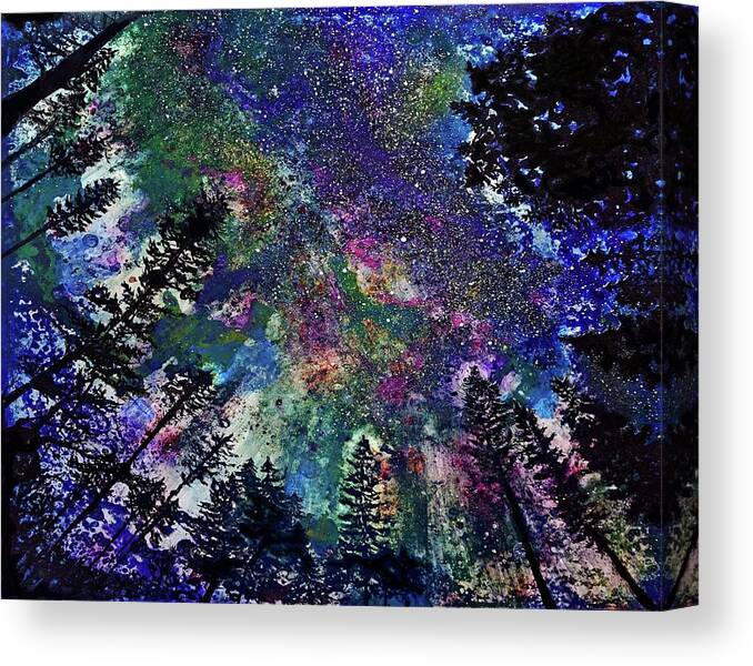 Night Sky Canvas Print featuring the painting In My Sleeping Bag by Pamela Haunschild