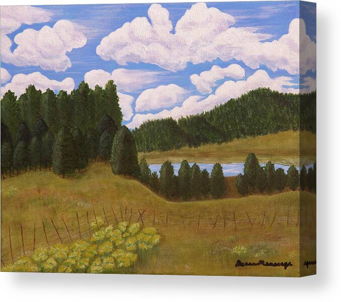 Water Canvas Print featuring the painting In the White Mountains by Donna Manaraze