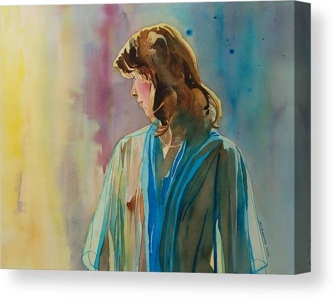 Woman Canvas Print featuring the painting In Thought by Terry Holliday