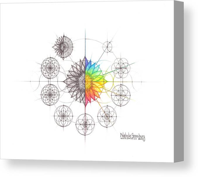 Lotus Canvas Print featuring the drawing Intuitive Geometry Lotus by Nathalie Strassburg