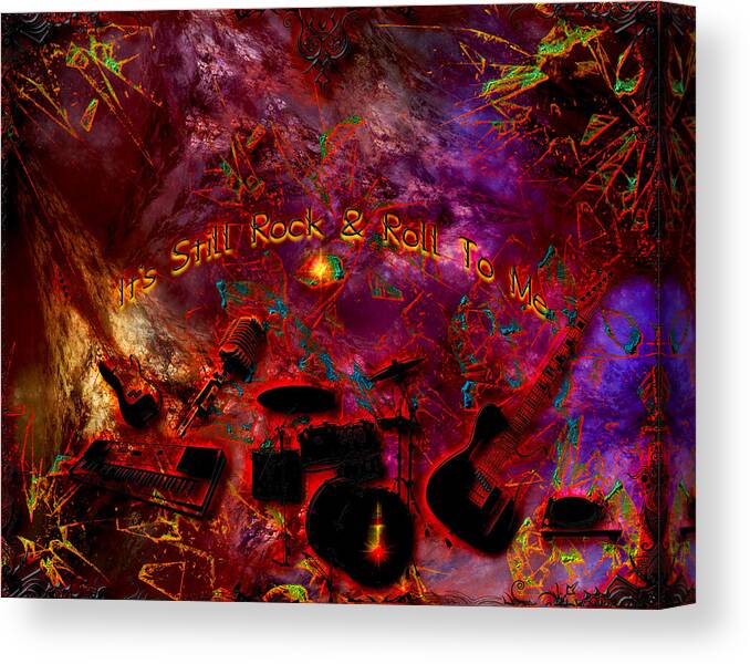 Glass Houses Canvas Print featuring the digital art It's Still Rock And Roll To Me by Michael Damiani