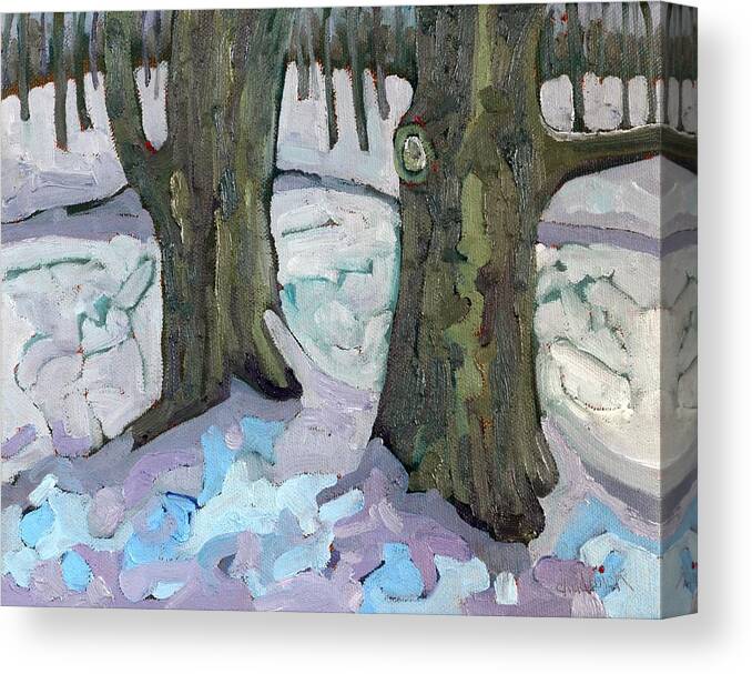 2453 Canvas Print featuring the painting January Sugar Maple Siblings by Phil Chadwick