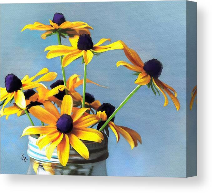 Blue Canvas Print featuring the painting Jar of Sunshine by Tammy Lee Bradley