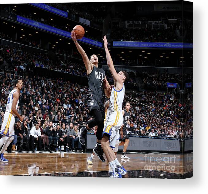 Nba Pro Basketball Canvas Print featuring the photograph Jeremy Lin and Klay Thompson by Nathaniel S. Butler