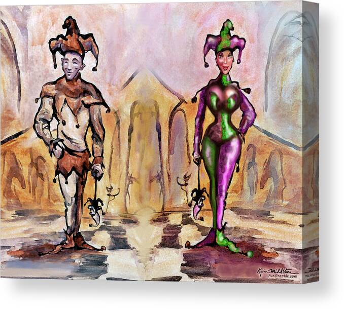 Jesters Canvas Print featuring the digital art Jesters by Kevin Middleton