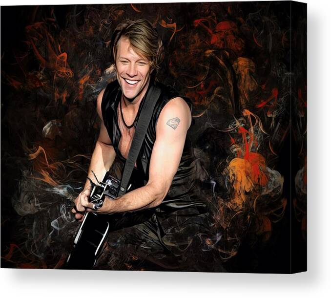 Bon Jovi Canvas Print featuring the digital art Jon Bon Jovi by Scott Wallace Digital Designs