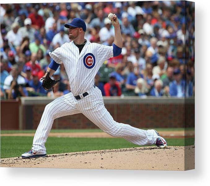 People Canvas Print featuring the photograph Jon Lester by Jonathan Daniel
