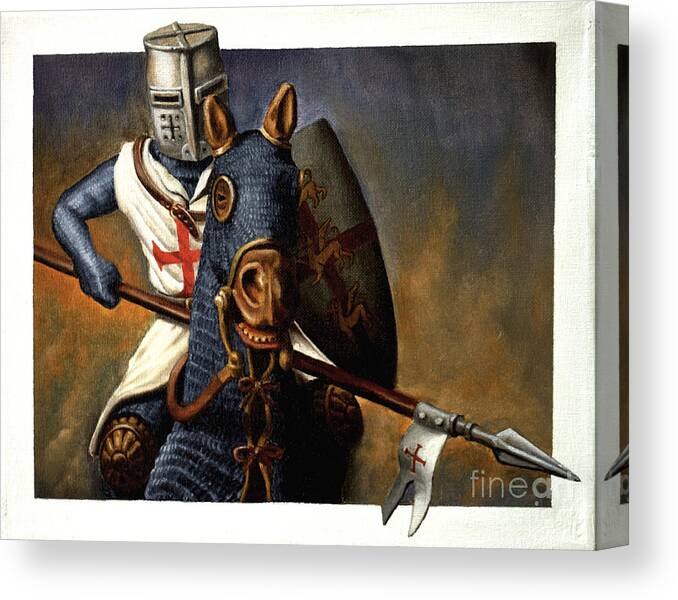 Knight Canvas Print featuring the painting Jouster by Ken Kvamme