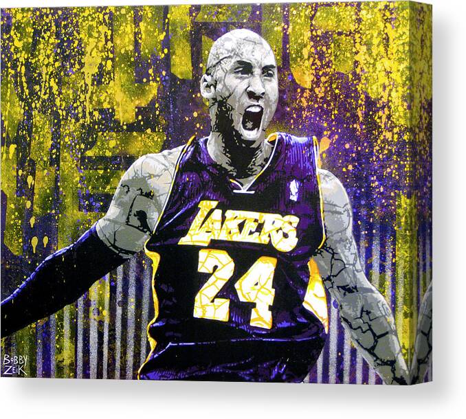 Kobe Canvas Print featuring the painting Kobe The Destroyer by Bobby Zeik