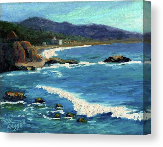 Ocean Canvas Print featuring the painting Laguna Beach View by Alice Leggett