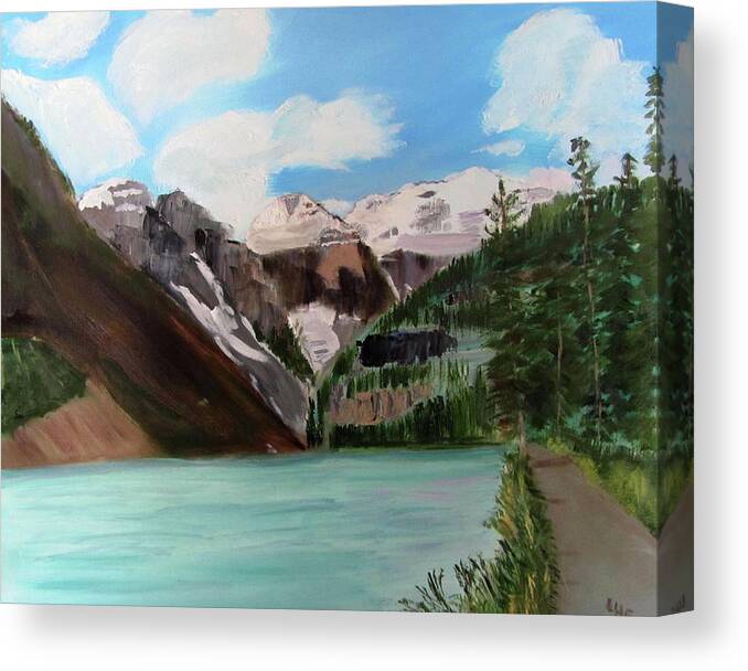 Alberta Canvas Print featuring the painting Lake Louise by Linda Feinberg