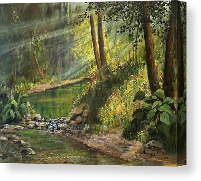 Summer Scene Canvas Print featuring the painting Late Summer by Alan Lakin