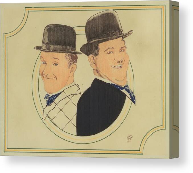 Colored Pencil Canvas Print featuring the drawing Laurel And Hardy by Sean Connolly
