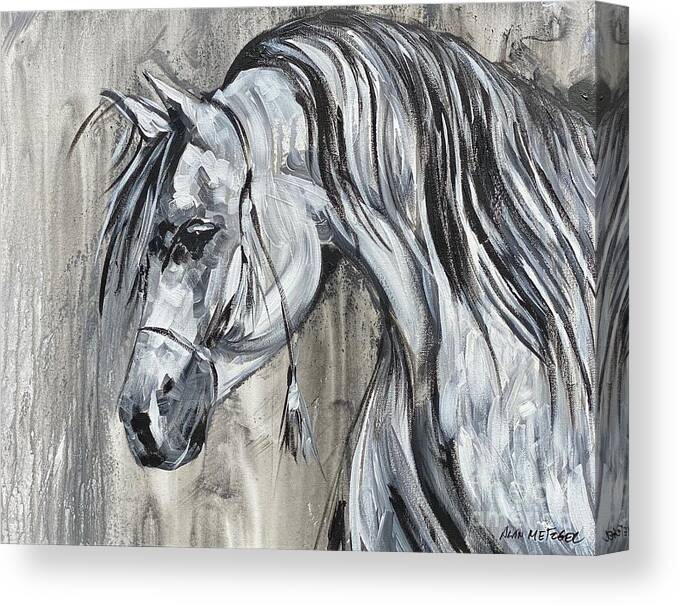Pony Canvas Print featuring the painting Lazy Stallion by Alan Metzger