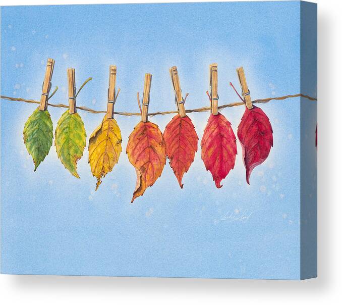 Leaf Canvas Print featuring the painting Leaf it out to dry by Julie Senf