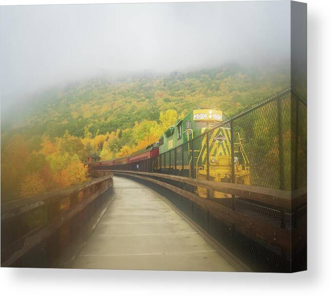 Train Canvas Print featuring the photograph Lehigh Gorge Scenic Railroad Vibrant Autum by Jason Fink
