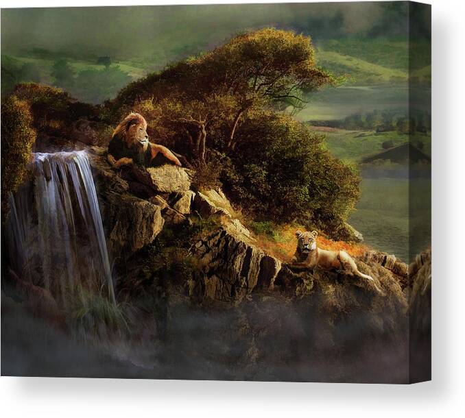 Lions Canvas Print featuring the photograph Lion's Rock by Melinda Hughes-Berland