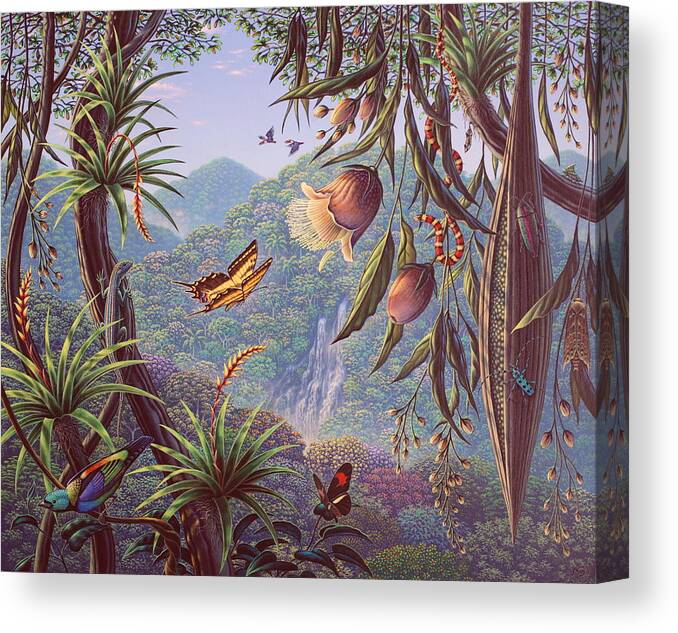 Tropical Forest Canvas Print featuring the painting Lives in the forest by Tuco Amalfi