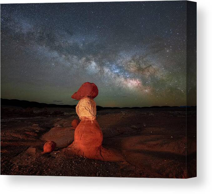 Hoodoo Canvas Print featuring the photograph Lone Hoodoo Milky Way by Michael Ash