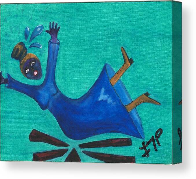 Blue Canvas Print featuring the painting Losing My Head by Esoteric Gardens KN