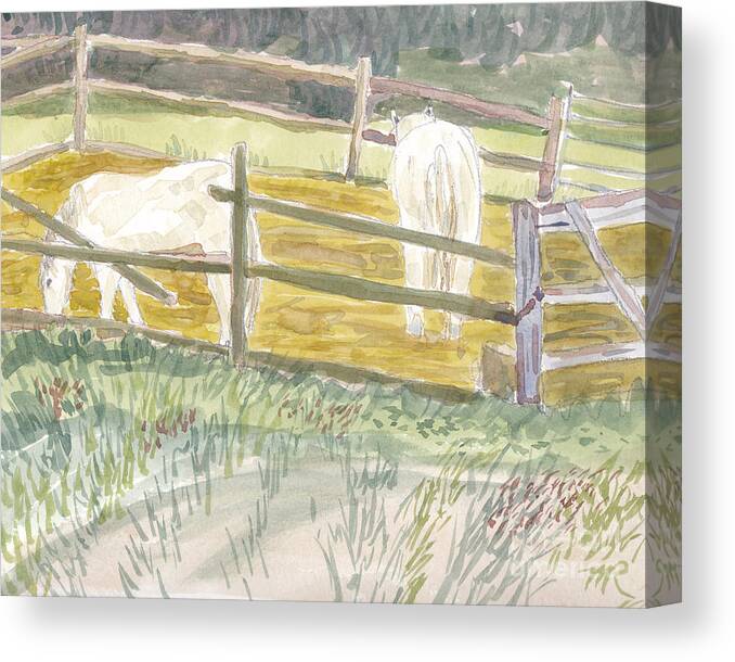 Annapolis Canvas Print featuring the painting Lunchtime for Welsh Ponies by Maryland Outdoor Life