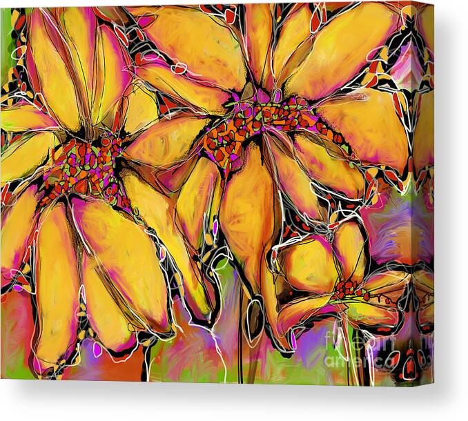 Sunflower Canvas Print featuring the digital art Magic Sunflower by Robin Valenzuela