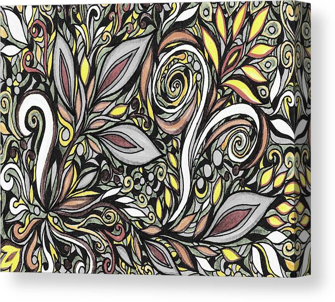 Floral Pattern Canvas Print featuring the painting Magical Floral Pattern Tiffany Stained Glass Mosaic Decor XIII by Irina Sztukowski