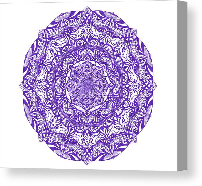 Mandalas Canvas Print featuring the digital art Mandala of Purple Pleasures by Angie Tirado