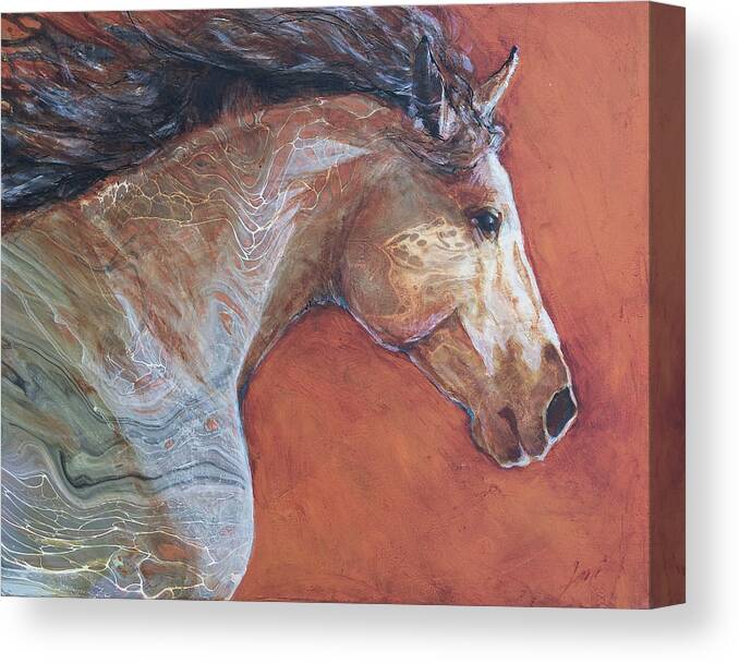 Mustang Canvas Print featuring the painting Marble Mustang by Jani Freimann