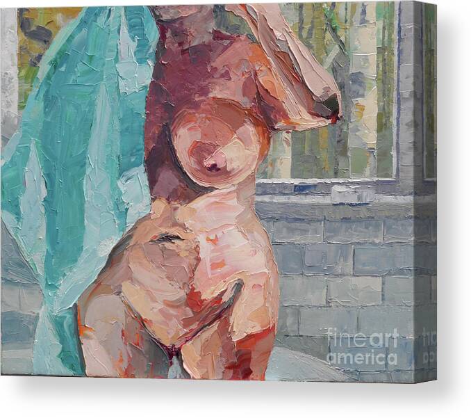 Nude Canvas Print featuring the painting Master Bath by PJ Kirk