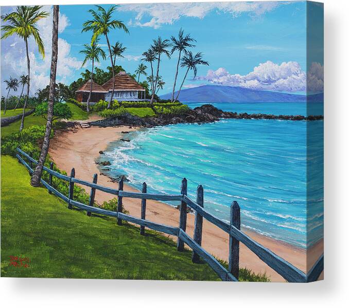 Hawaii Canvas Print featuring the painting Merrimans At Kapalua Bay by Darice Machel McGuire