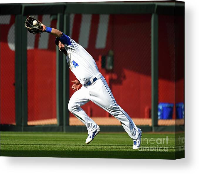 People Canvas Print featuring the photograph Michael Conforto and Alex Gordon by Ed Zurga