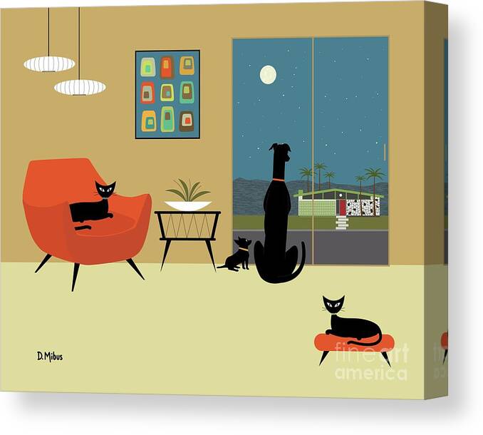 Mid Century Modern Canvas Print featuring the digital art Mid Century Modern View by Donna Mibus