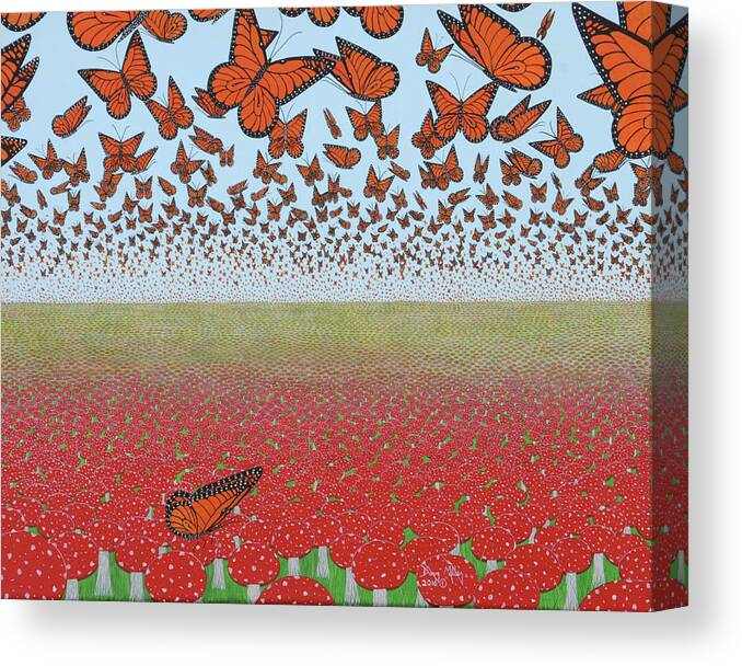 Mushrooms Canvas Print featuring the painting Miles and Miles by Doug Miller