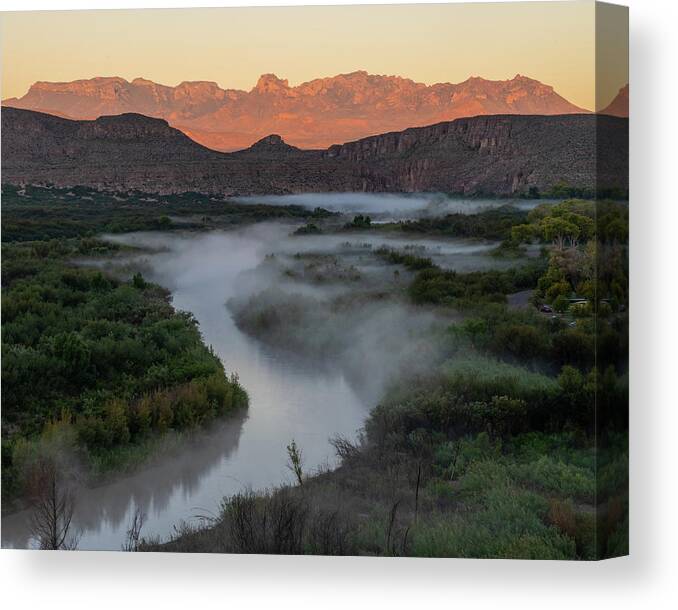 2018 Canvas Print featuring the photograph Misty Big Bend Sunrise by Erin K Images