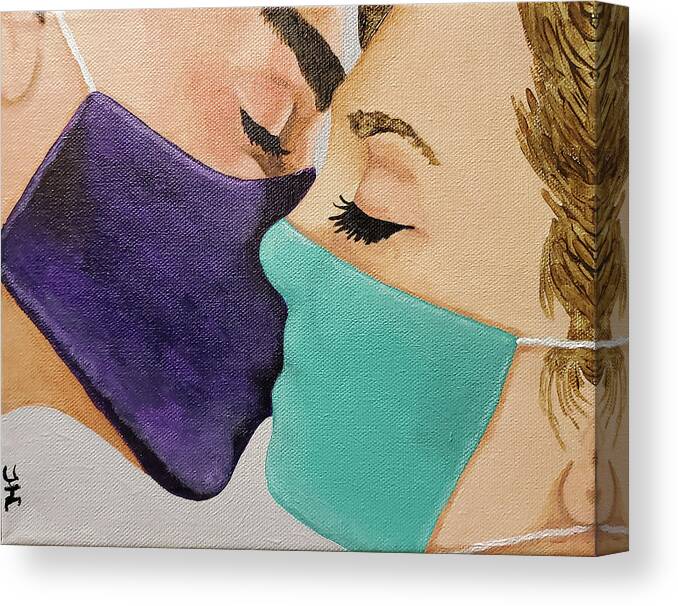 Masks Canvas Print featuring the painting Modern Love by Jean Haynes