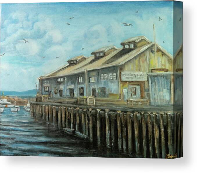 Municiple Wharf Canvas Print featuring the painting Monterey Wharf by Brett Hardin