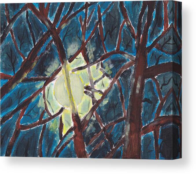 Acrylic Canvas Print featuring the painting Moonlight through the Trees by Christopher Reed
