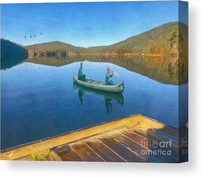 Cascade Lake Canvas Print featuring the digital art Morning Paddle by William Wyckoff