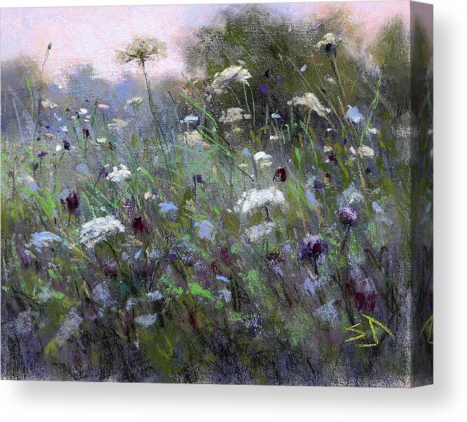 Queen Anne's Lace Canvas Print featuring the painting Morning Romance by Susan Jenkins