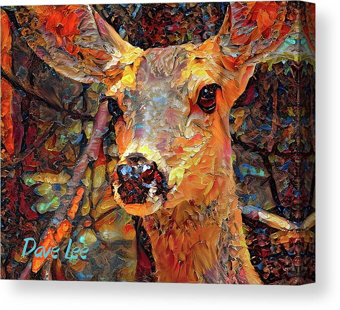 Mule Deer Canvas Print featuring the digital art Mule Deer Delight by Dave Lee